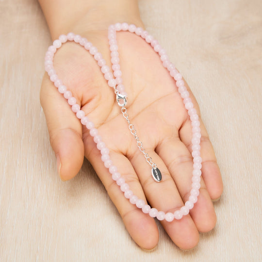 Rose Quartz Mini Beaded Gemstone Necklace - Philip Jones Jewellery