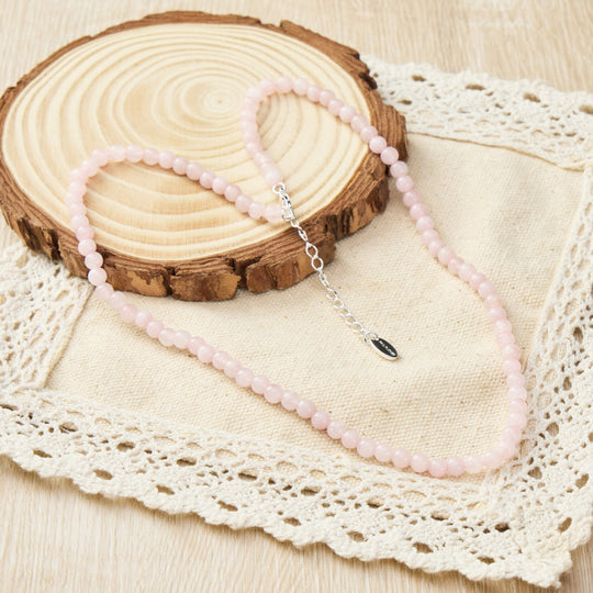 Rose Quartz Mini Beaded Gemstone Necklace - Philip Jones Jewellery