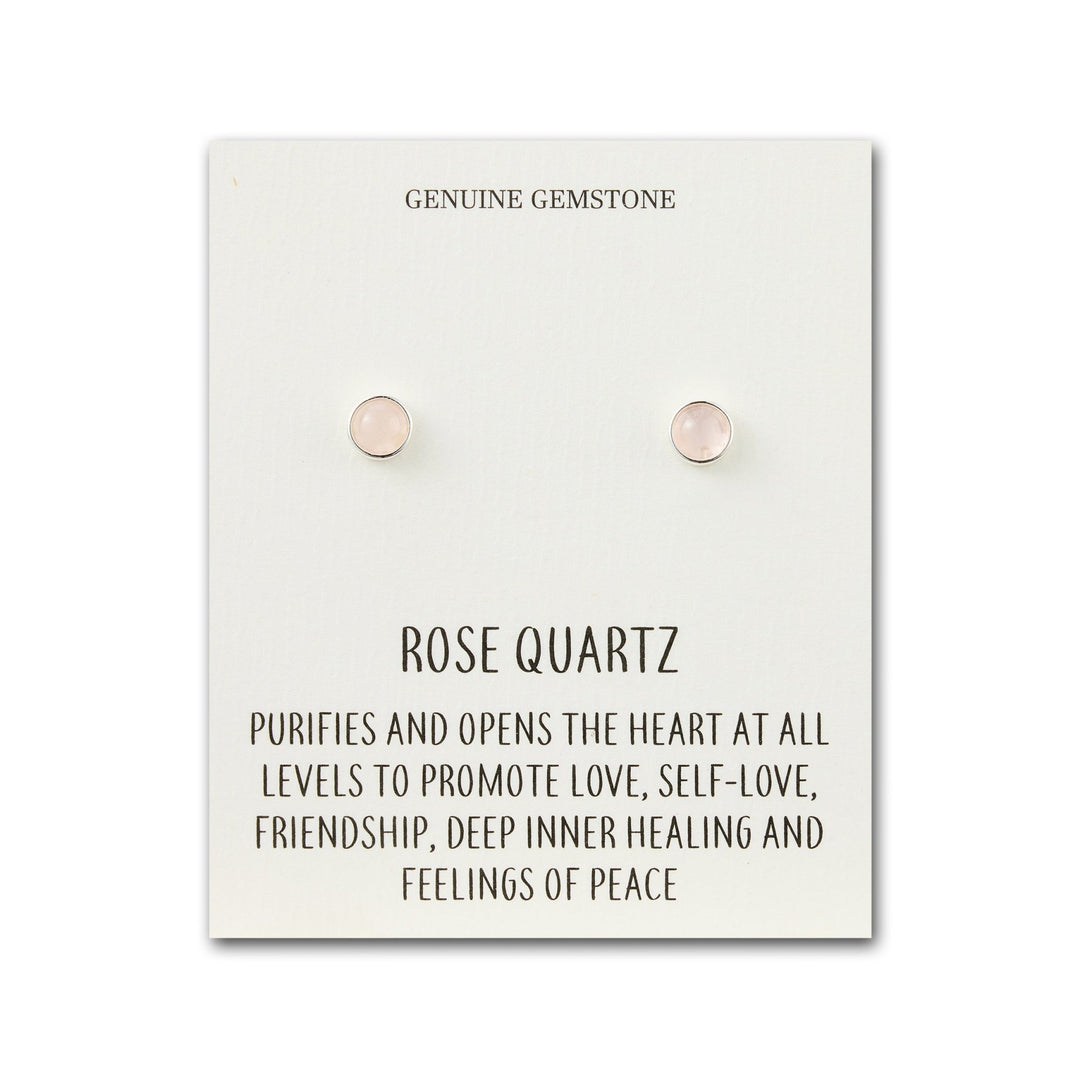 Rose Quartz Stud Earrings with Quote Card - Philip Jones Jewellery