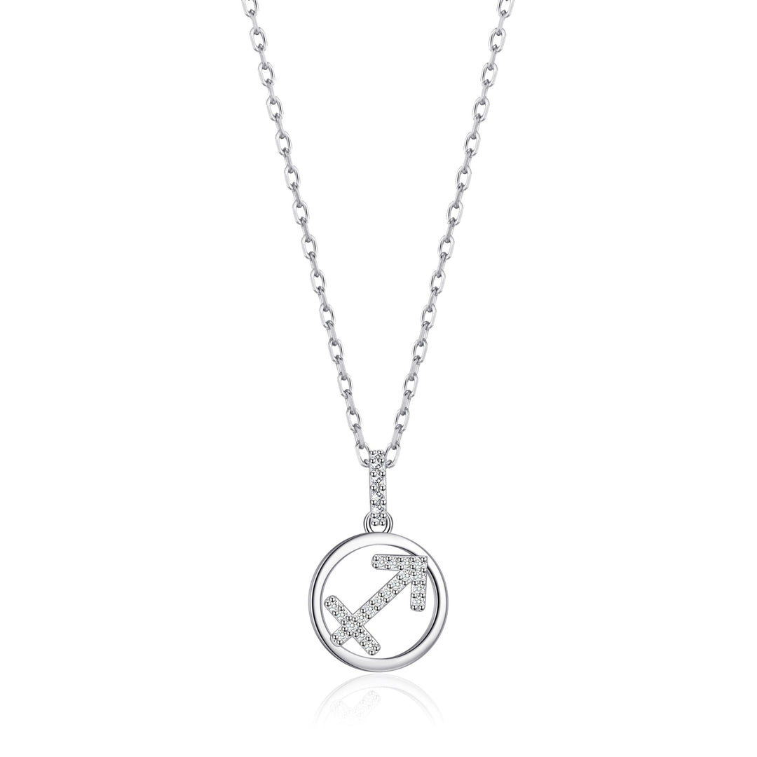 Sagittarius Star Sign Zodiac Necklace with Zircondia® Crystals - Philip Jones Jewellery