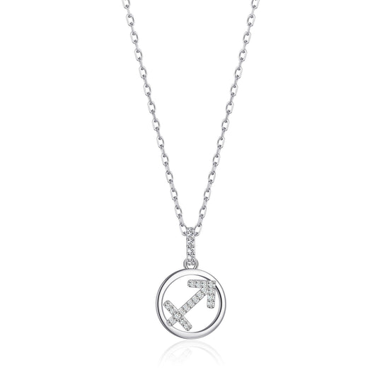 Sagittarius Star Sign Zodiac Necklace with Zircondia® Crystals - Philip Jones Jewellery