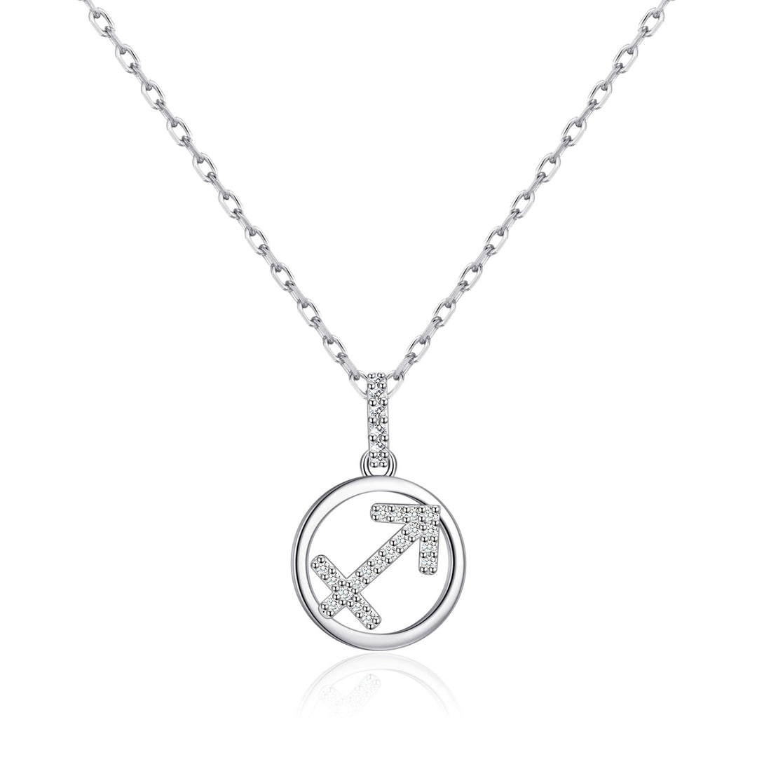 Sagittarius Star Sign Zodiac Necklace with Zircondia® Crystals - Philip Jones Jewellery