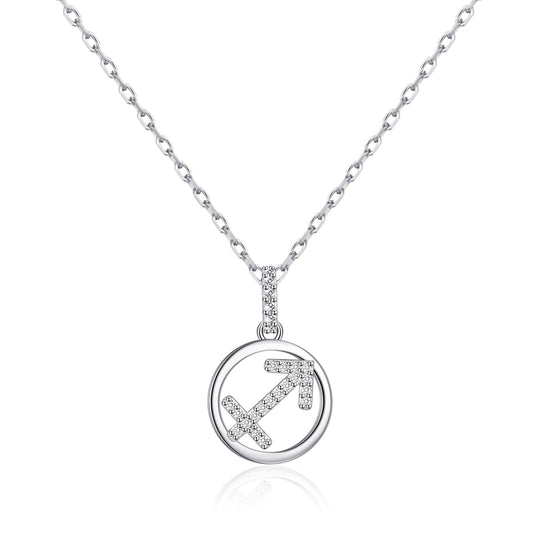 Sagittarius Star Sign Zodiac Necklace with Zircondia® Crystals - Philip Jones Jewellery