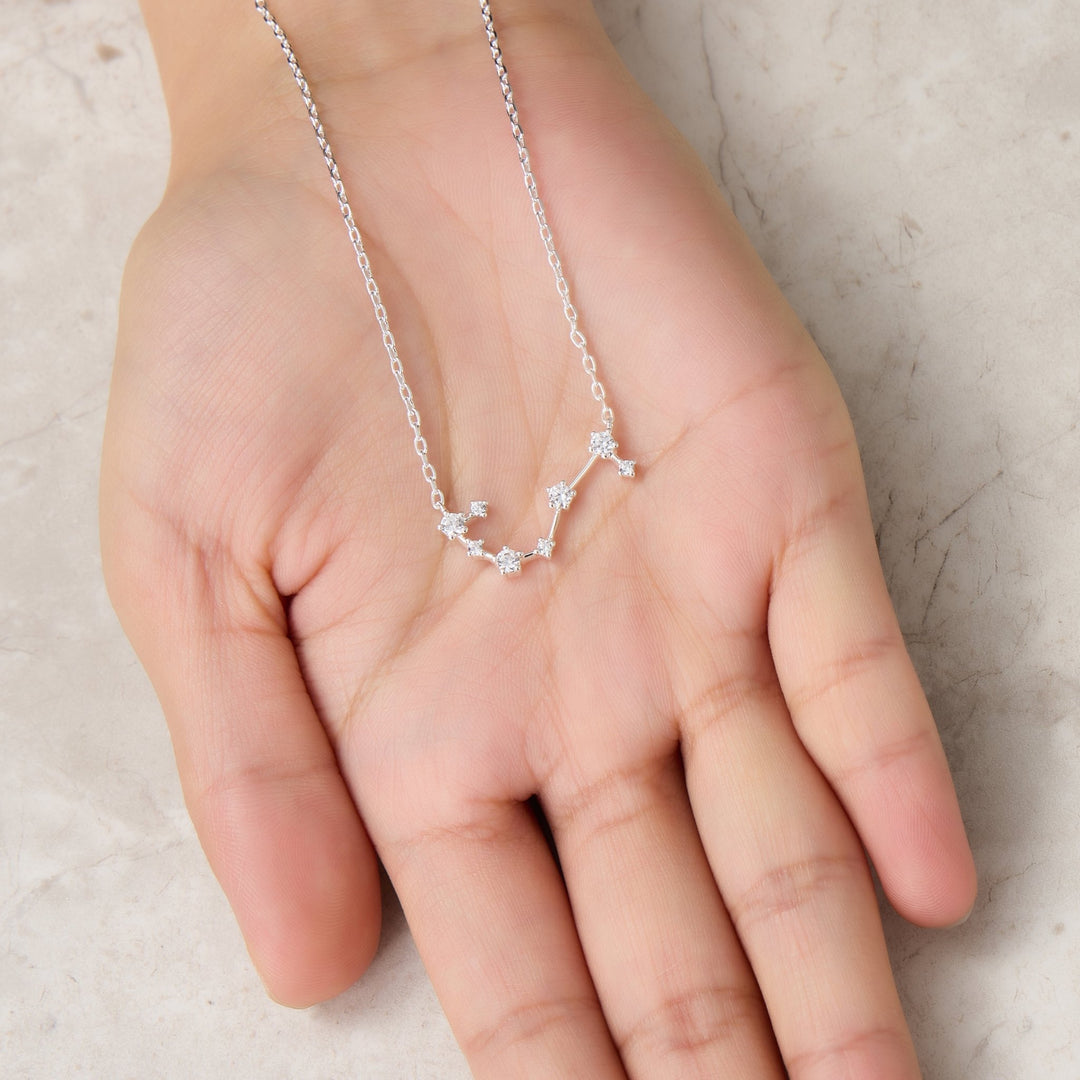 Scorpio Star Sign Zodiac Constellation Necklace with Zircondia® Crystals - Philip Jones Jewellery