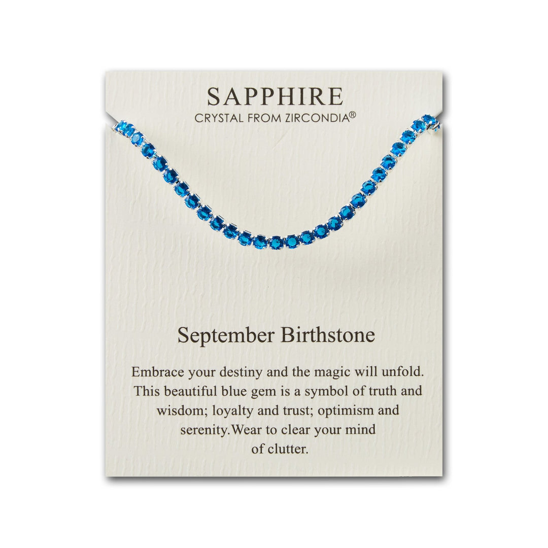 September Birthstone Friendship Bracelet with Sapphire Zircondia® Crystals - Philip Jones Jewellery