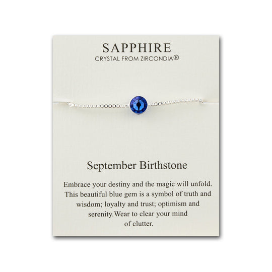 September (Sapphire) Birthstone Bracelet Created with Zircondia® Crystals - Philip Jones Jewellery