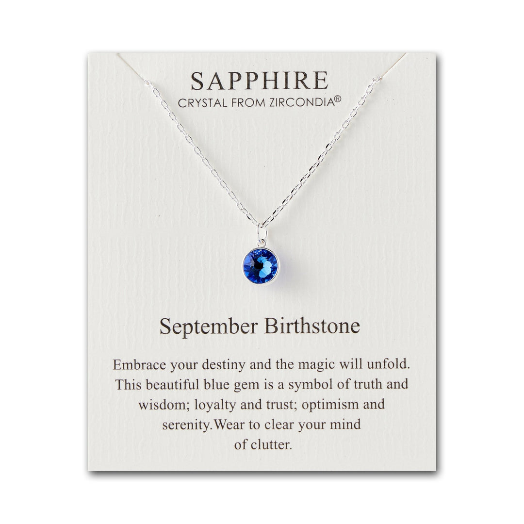 September (Sapphire) Birthstone Necklace Created with Zircondia® Crystals - Philip Jones Jewellery