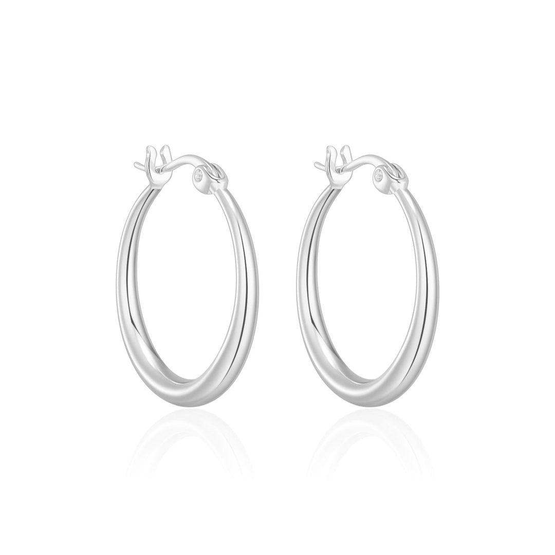Silver Plated 20mm Hoop Earrings - Philip Jones Jewellery