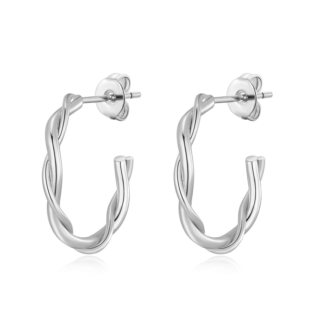Silver Plated 20mm Twisted Hoop Earrings - Philip Jones Jewellery