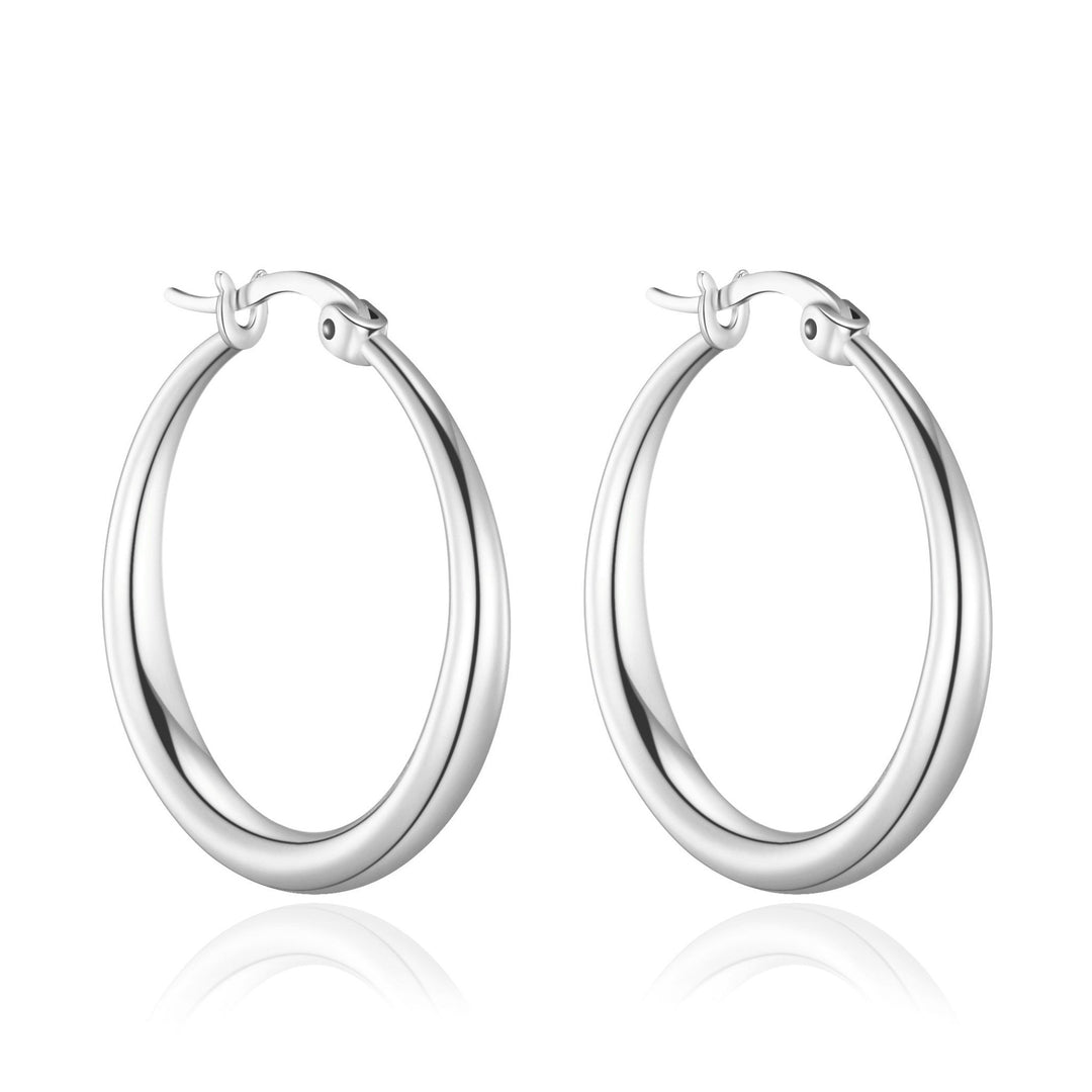 Silver Plated 25mm Hoop Earrings - Philip Jones Jewellery
