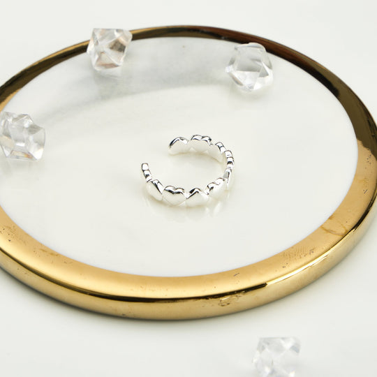 Silver Plated Adjustable Heart Band Ring - Philip Jones Jewellery