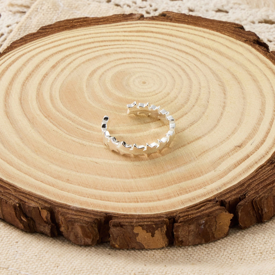 Silver Plated Adjustable Star Band Ring - Philip Jones Jewellery
