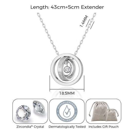 Silver Plated Always My Mother Quote Necklace Created with Zircondia® Crystals - Philip Jones Jewellery