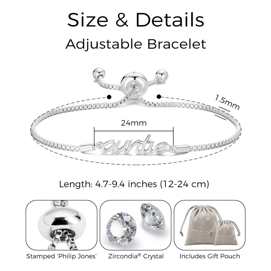 Silver Plated Auntie Bracelet Created with Zircondia® Crystals - Philip Jones Jewellery