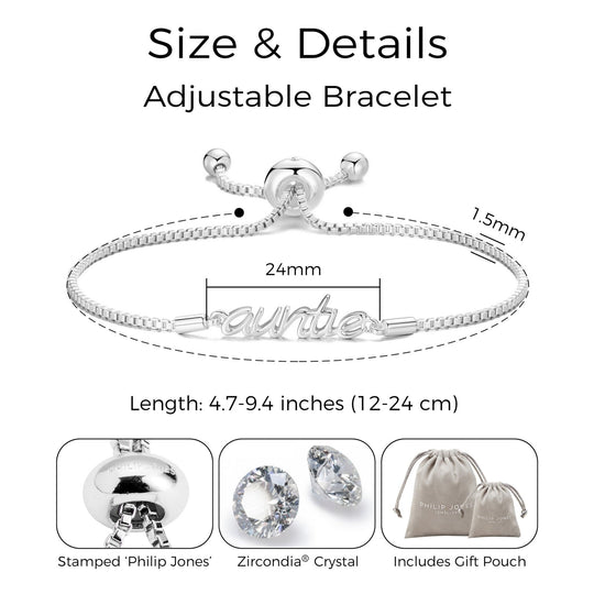 Silver Plated Auntie Bracelet Created with Zircondia® Crystals - Philip Jones Jewellery