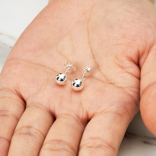 Silver Plated Ball Stud Earrings - Philip Jones Jewellery