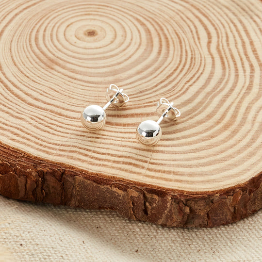 Silver Plated Ball Stud Earrings - Philip Jones Jewellery