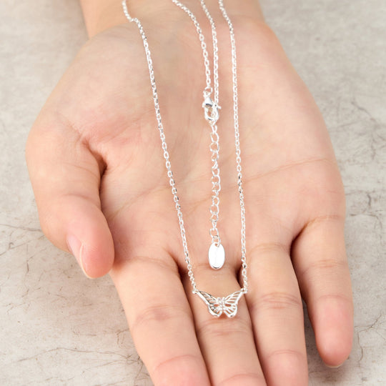 Silver Plated Butterfly Necklace Created with Zircondia® Crystals - Philip Jones Jewellery