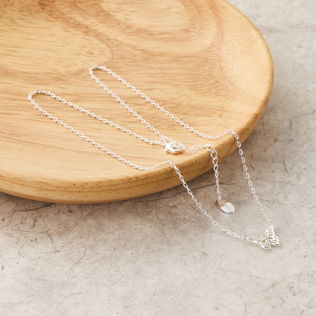 Silver Plated Butterfly Necklace Created with Zircondia® Crystals - Philip Jones Jewellery