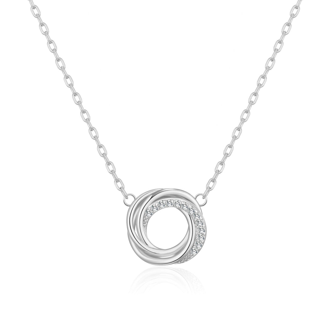 Silver Plated Circle Knot Necklace Created with Zircondia® Crystals - Philip Jones Jewellery