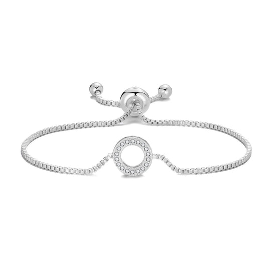 Silver Plated Circle of Life Friendship Bracelet Created with Zircondia® Crystals - Philip Jones Jewellery