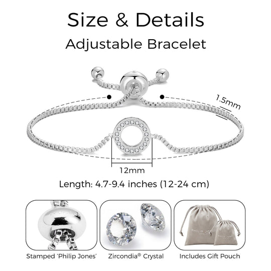 Silver Plated Circle of Life Friendship Bracelet Created with Zircondia® Crystals - Philip Jones Jewellery