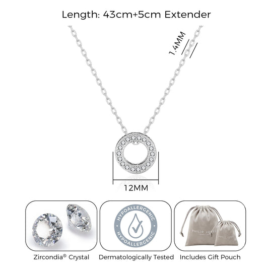 Silver Plated Circle of Life Necklace Created with Zircondia® Crystals - Philip Jones Jewellery