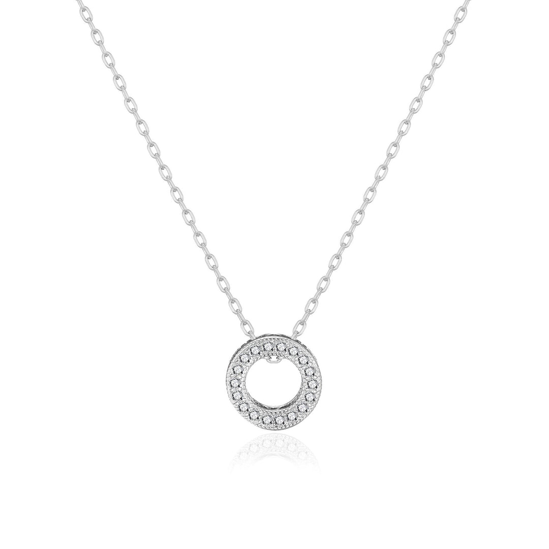 Silver Plated Circle of Life Necklace Created with Zircondia® Crystals - Philip Jones Jewellery