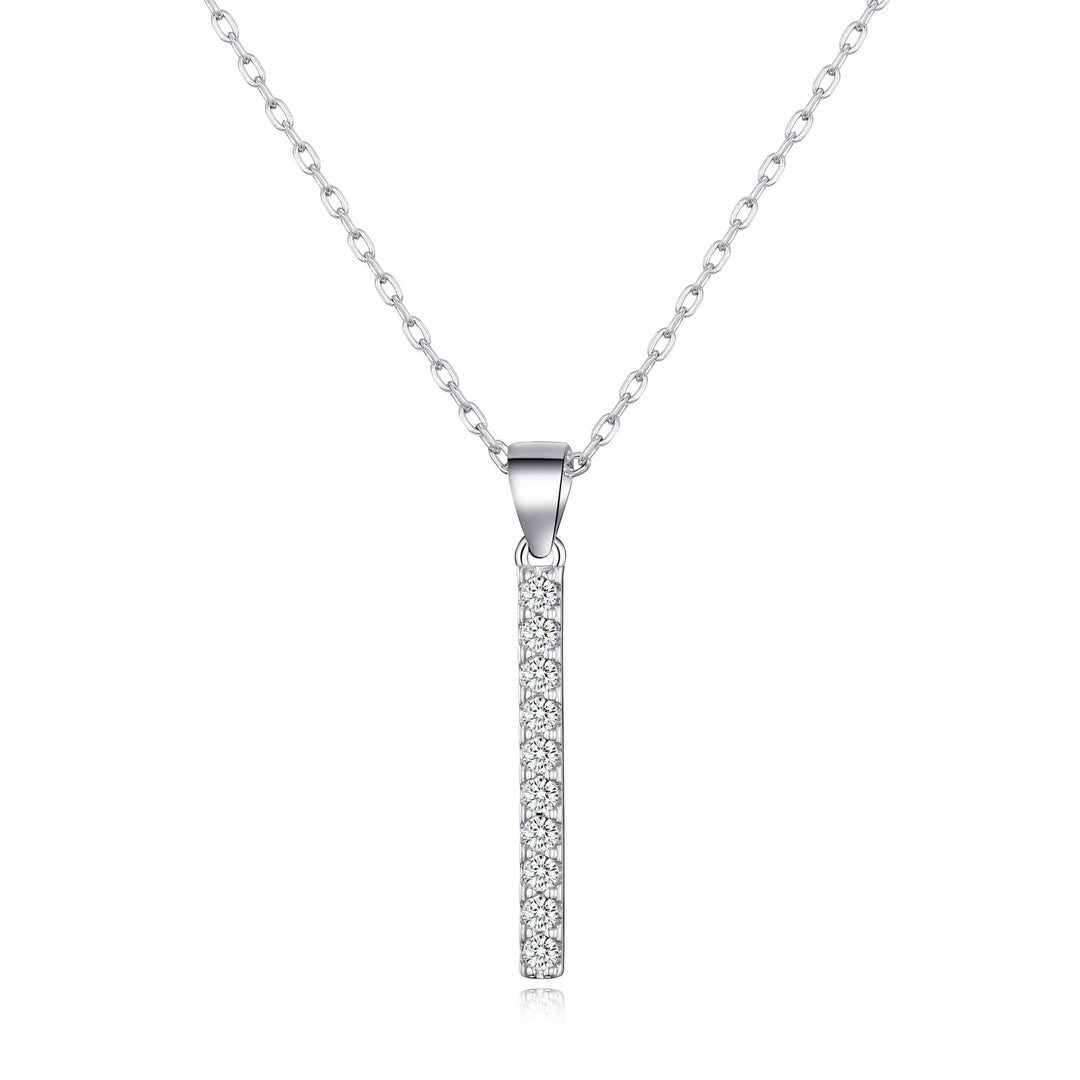 Silver Plated Crystal Bar Drop Necklace Created with Zircondia® Crystals - Philip Jones Jewellery