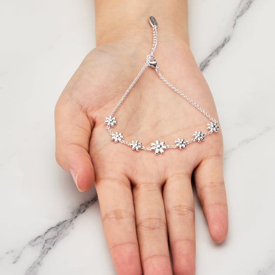 Silver Plated Daisy Bracelet - Philip Jones Jewellery
