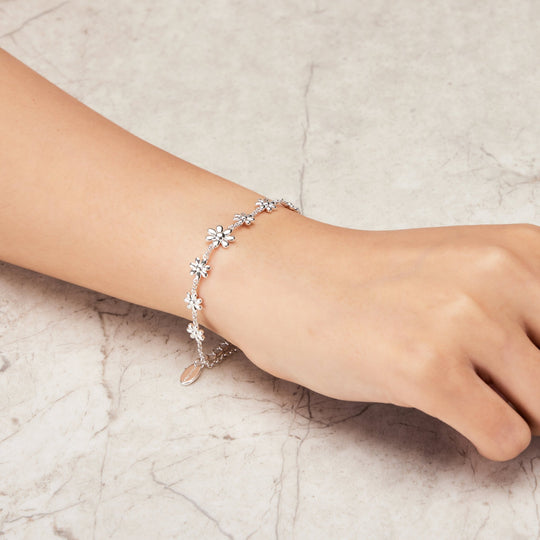 Silver Plated Daisy Bracelet - Philip Jones Jewellery