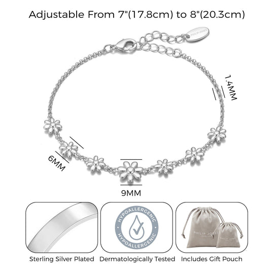 Silver Plated Daisy Bracelet - Philip Jones Jewellery
