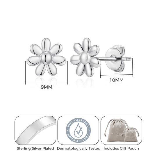 Silver Plated Daisy Earrings - Philip Jones Jewellery