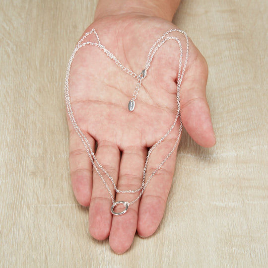 Silver Plated Double Layered Circle Necklace - Philip Jones Jewellery