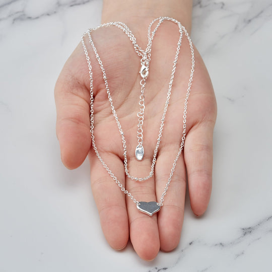 Silver Plated Double Layered Heart Necklace - Philip Jones Jewellery