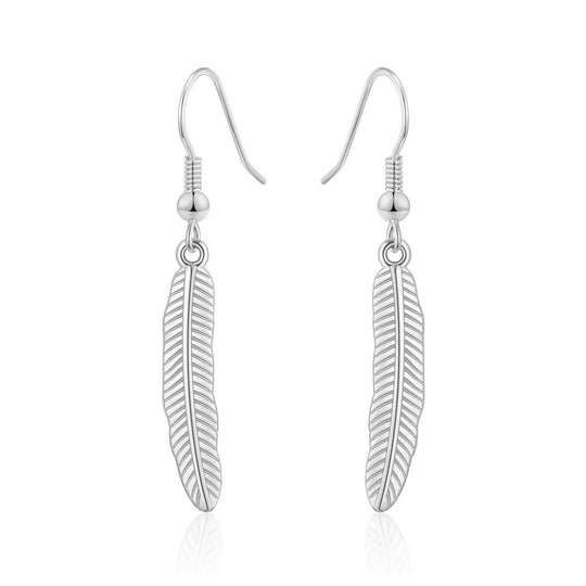 Silver Plated Feather Earrings - Philip Jones Jewellery