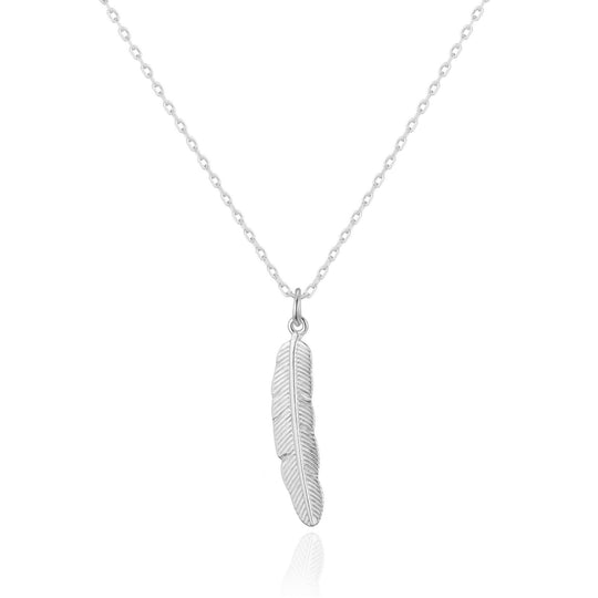 Silver Plated Feather Necklace - Philip Jones Jewellery