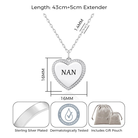 Silver Plated Filigree Heart Nan Necklace - Philip Jones Jewellery