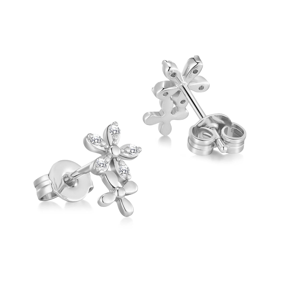 Silver Plated Flower Earrings Created with Zircondia® Crystals - Philip Jones Jewellery