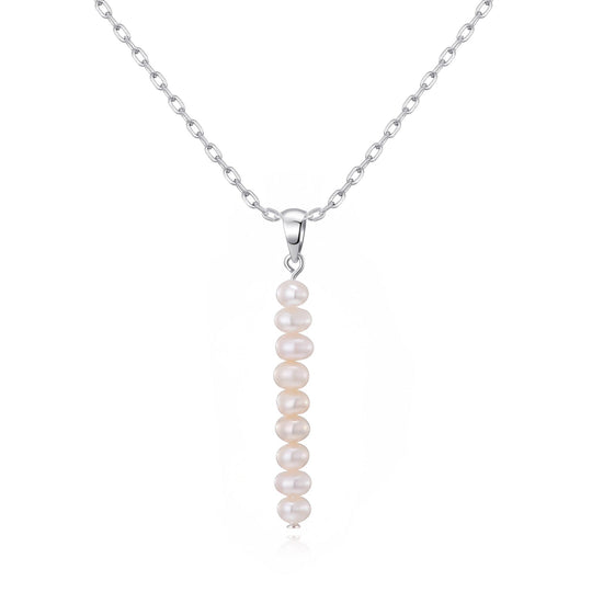 Silver Plated Freshwater Pearl Drop Necklace - Philip Jones Jewellery