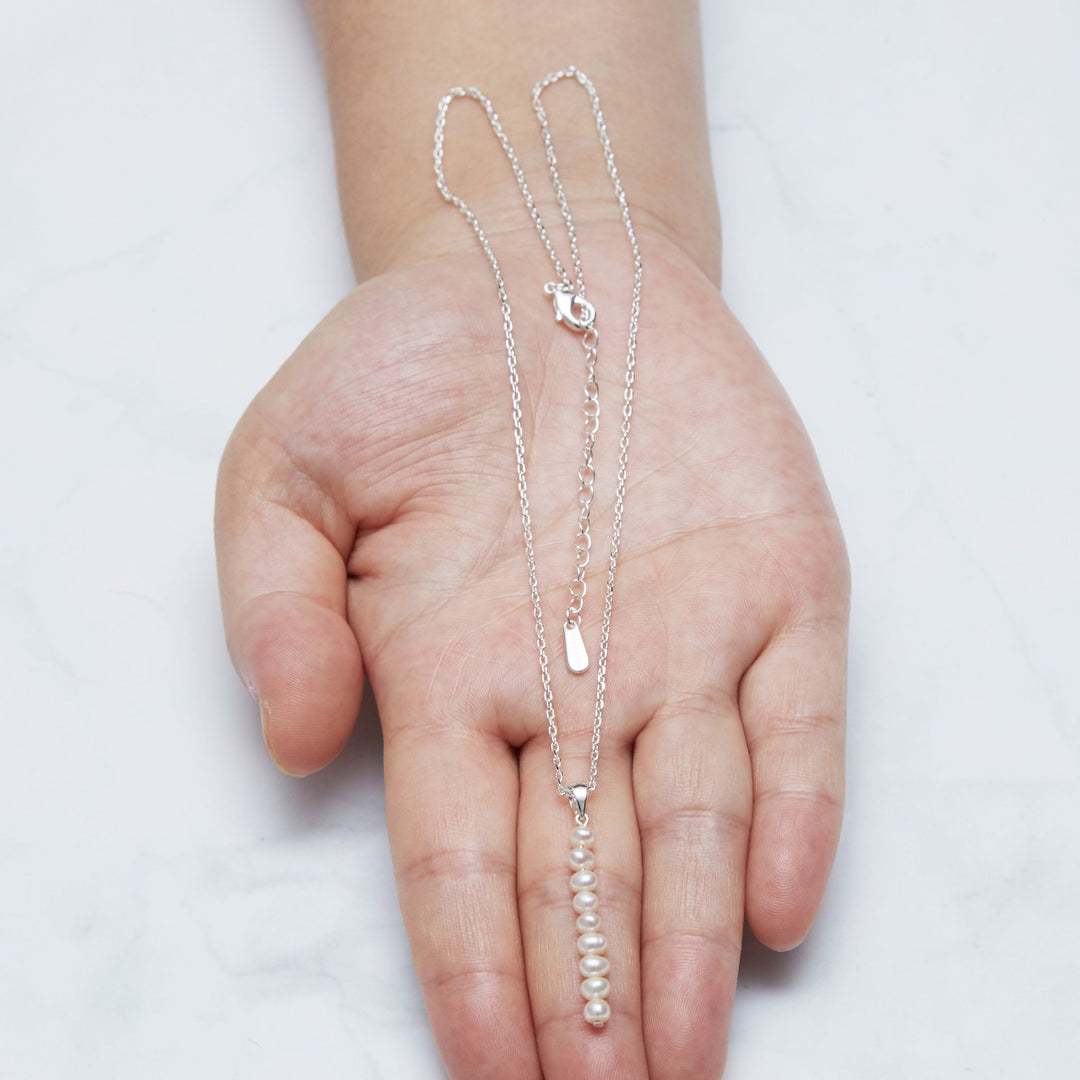 Silver Plated Freshwater Pearl Drop Necklace - Philip Jones Jewellery
