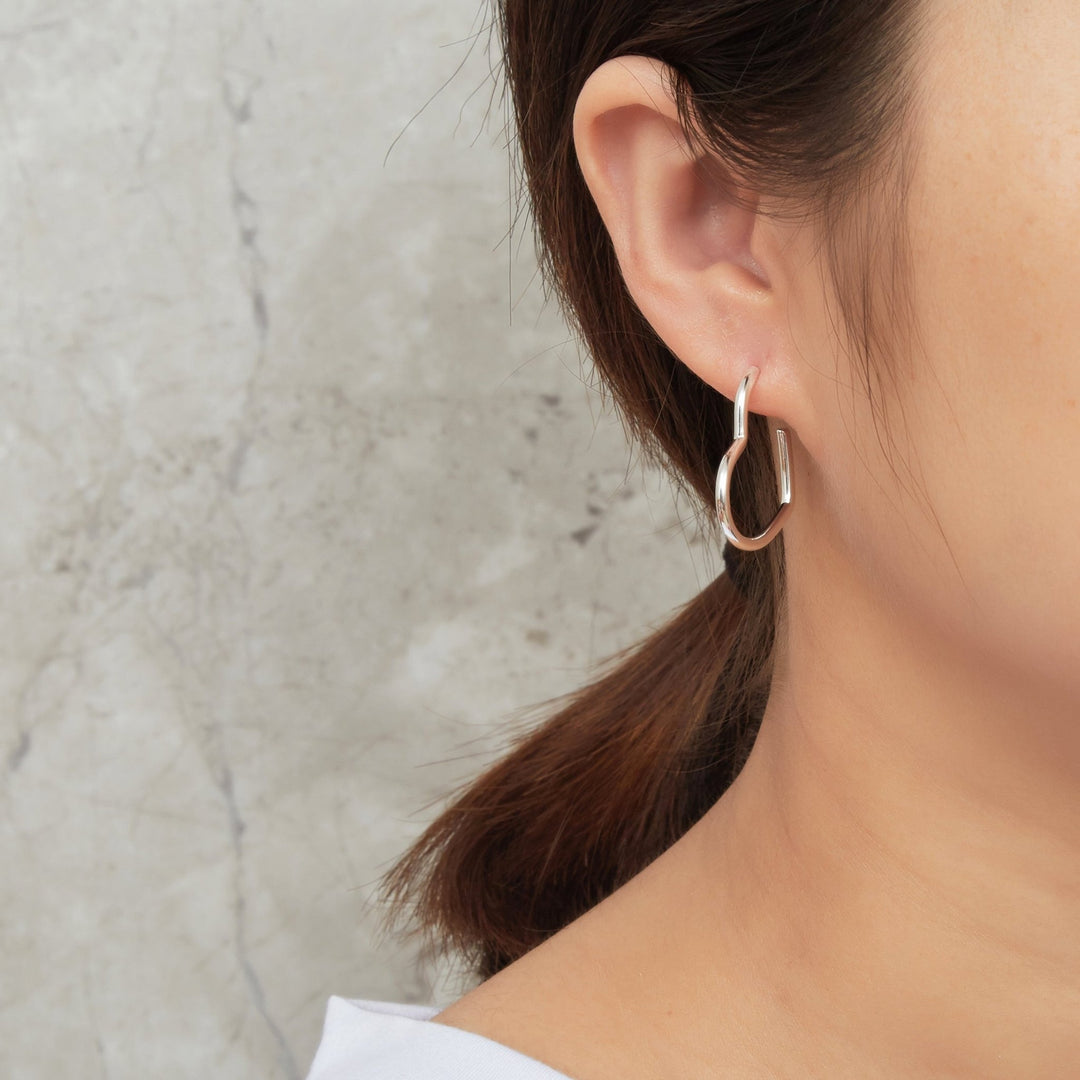 Silver Plated Heart Hoop Earrings - Philip Jones Jewellery