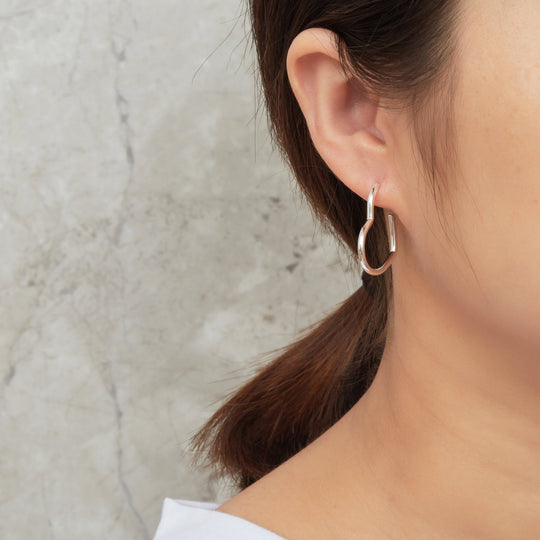 Silver Plated Heart Hoop Earrings - Philip Jones Jewellery