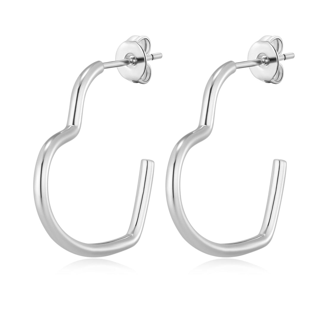 Silver Plated Heart Hoop Earrings - Philip Jones Jewellery
