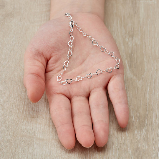 Silver Plated Heart Link Bracelet - Philip Jones Jewellery