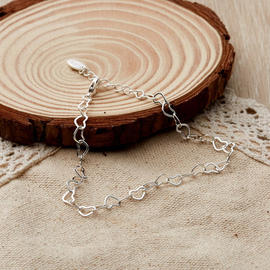 Silver Plated Heart Link Bracelet - Philip Jones Jewellery