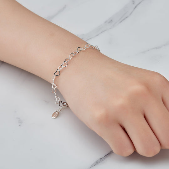 Silver Plated Heart Link Bracelet - Philip Jones Jewellery