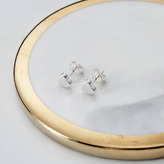 Silver Plated Heart Stud Earrings - Philip Jones Jewellery