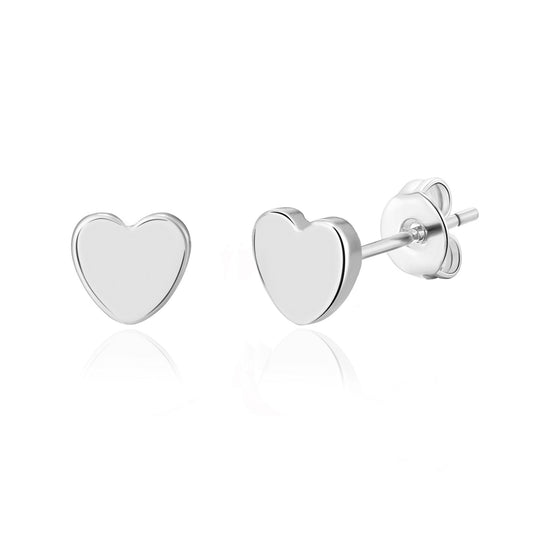Silver Plated Heart Stud Earrings - Philip Jones Jewellery