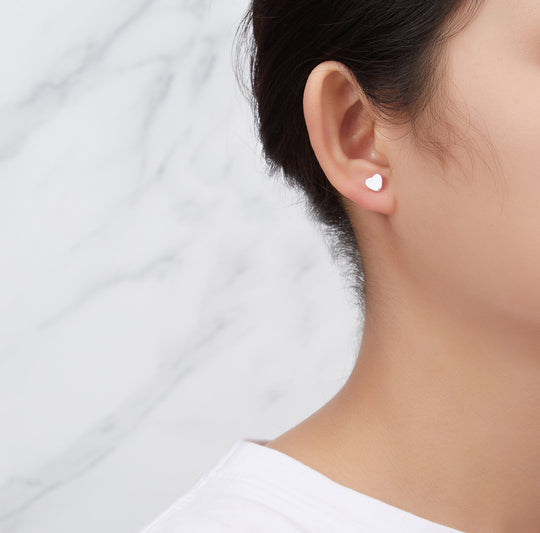 Silver Plated Heart Stud Earrings - Philip Jones Jewellery